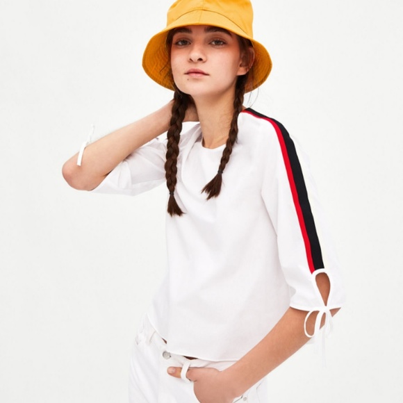 Zara Tops - Zara TRF Collection White Top With Stripes L